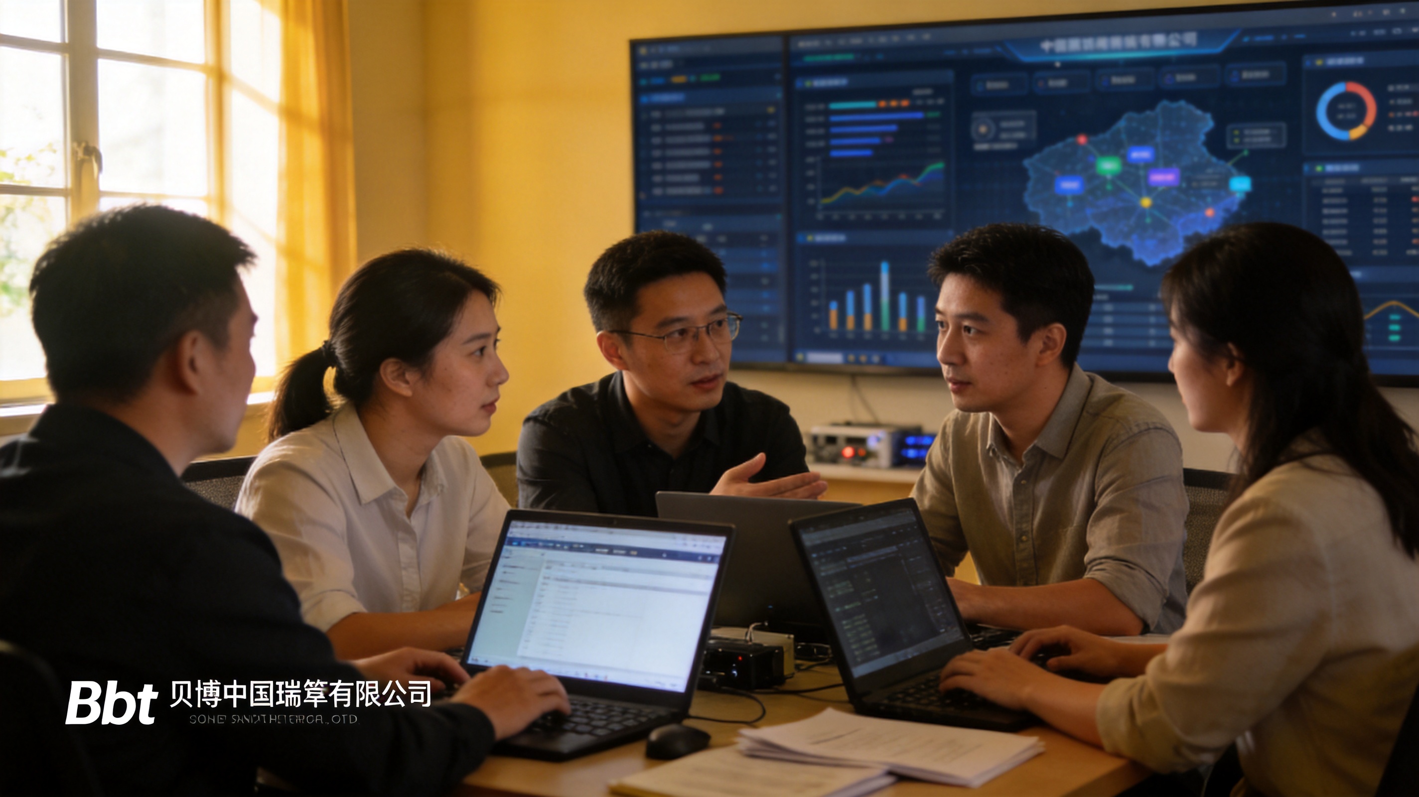 BBt贝博·(中国)艾弗森有限公司团队工作场景和平台数据大屏